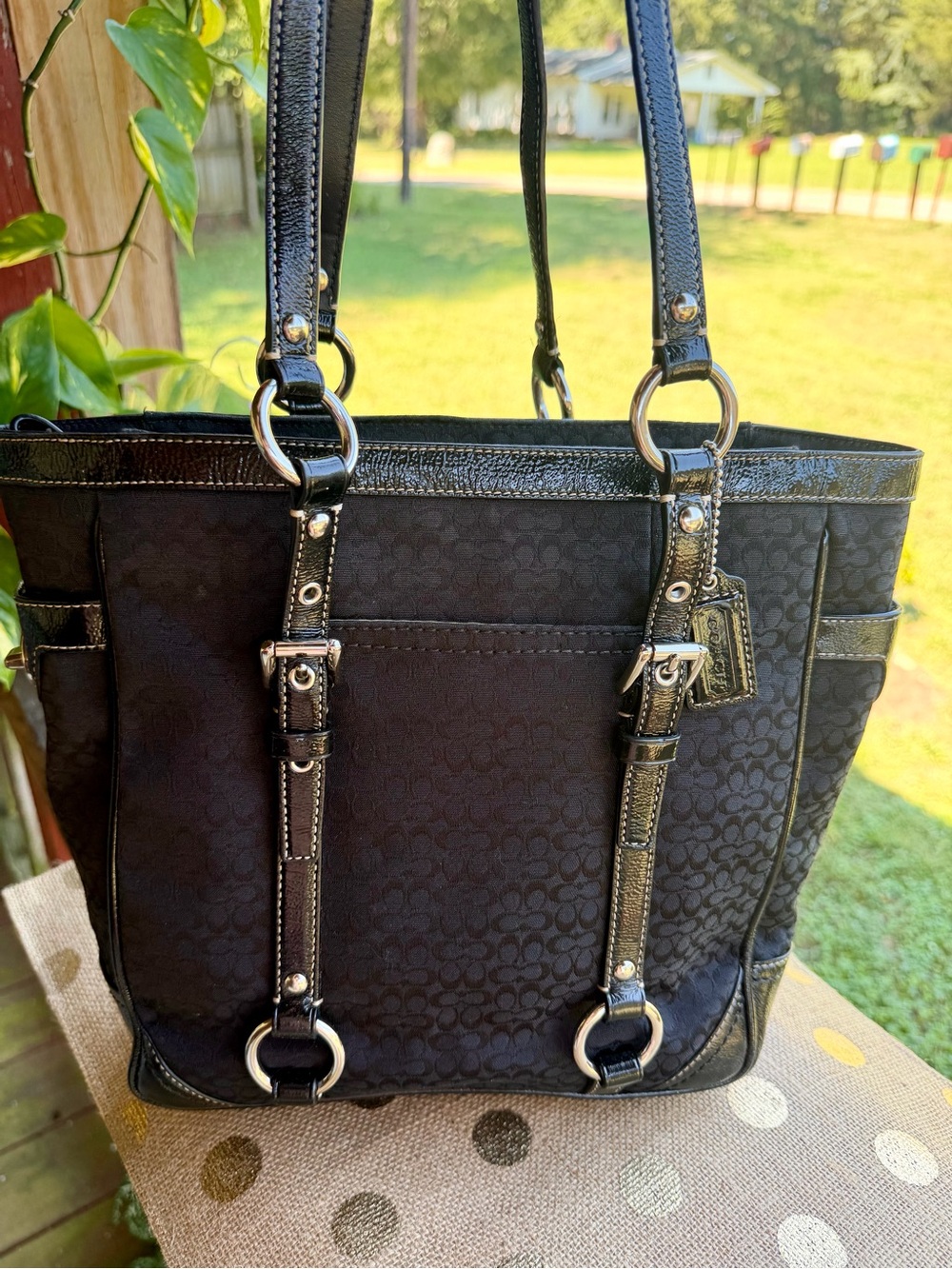 Coach Signature Gallery Black Signature Canvas Tote Bag E0849-F12344 Vintage Y2K